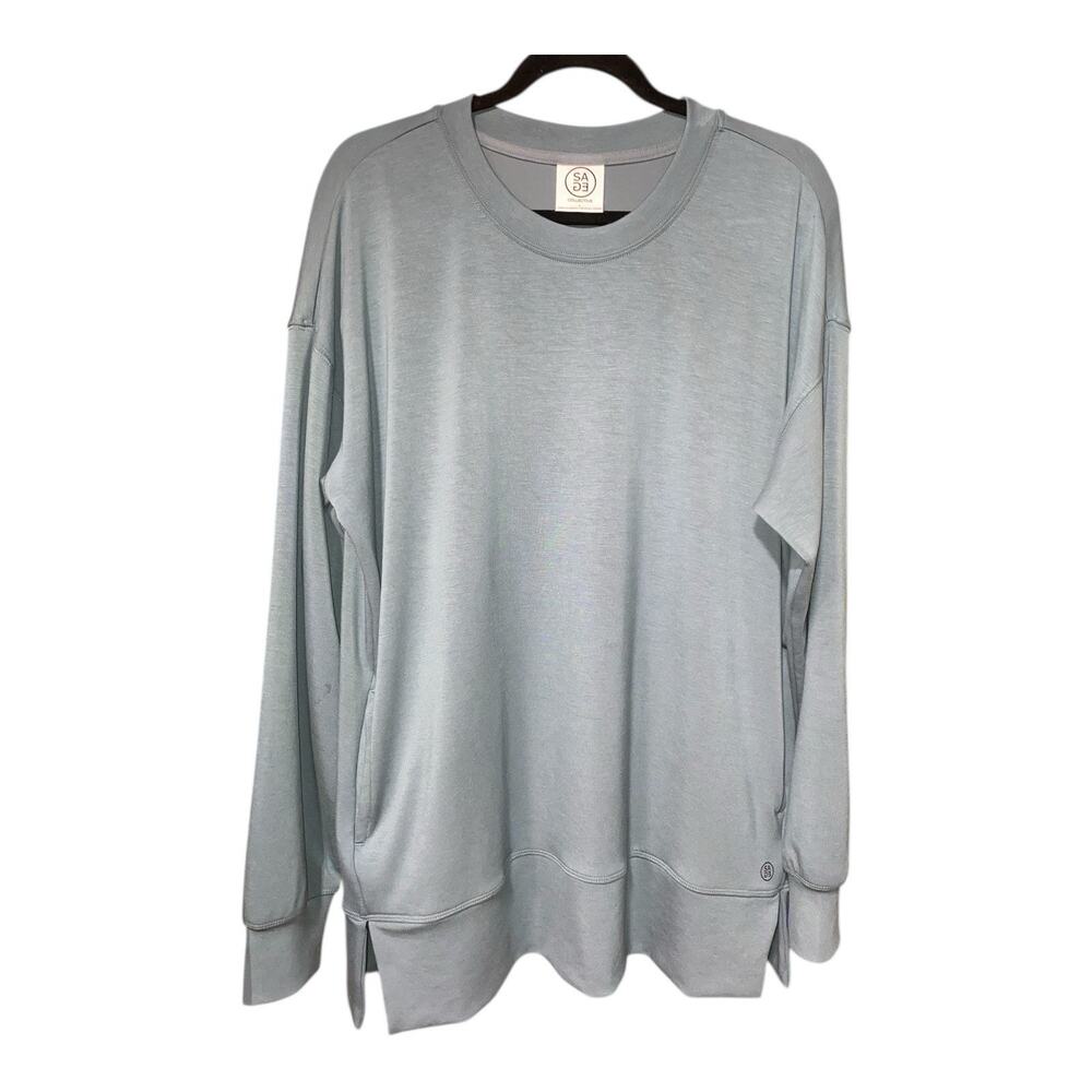 SAGE Collective Womens Long Sleeve Super Soft Tunic w/Pockets Color Teal Sz XS